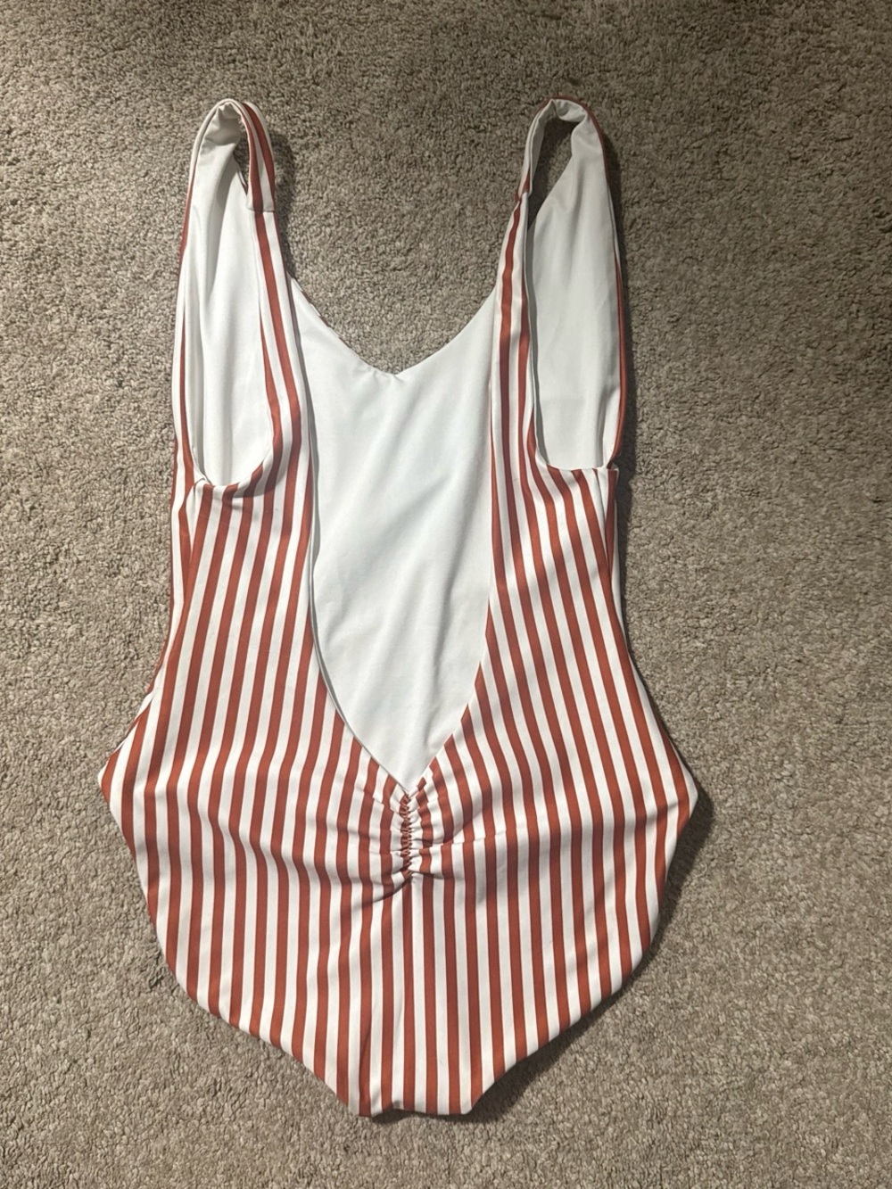 Londre Striped Rust and White One-Piece Swimsuit size M - Picture 2 of 3